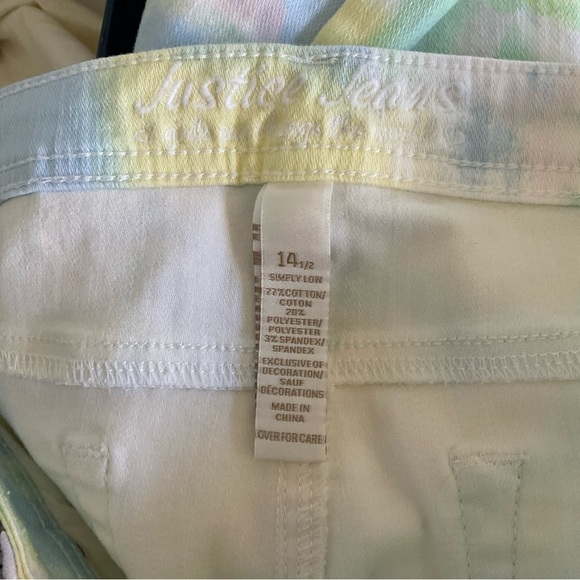 Justice Jeans Young Girls Pastel Colorful Tie Dye Jeans Plus Size 14 1/2 Denim - Picture 5 of 5